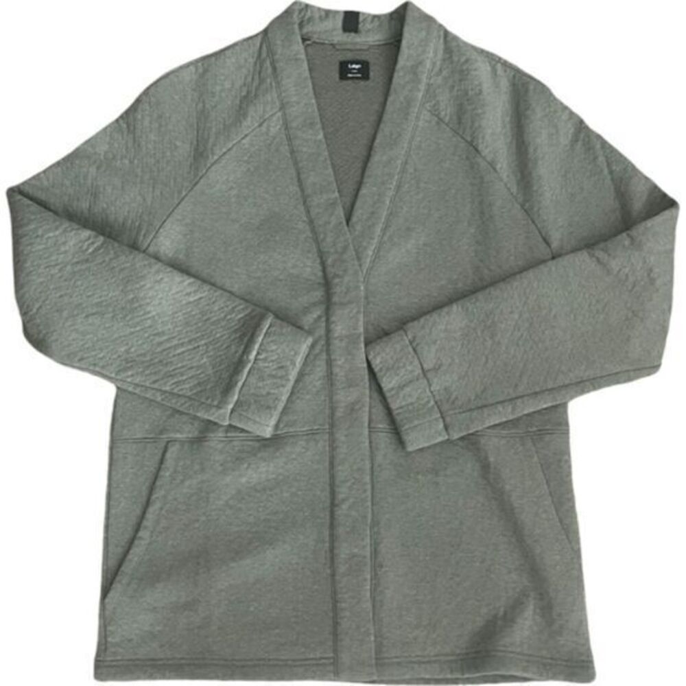 Lunya Lahgo Restore Double Faced Cardigan Sweatshirt Pima Cotton Large Green‎ - Picture 2 of 10